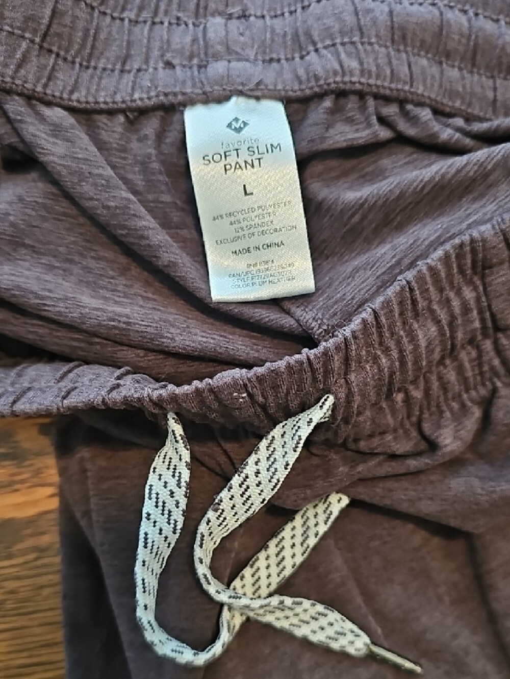 Members Mark Casual Drawstring Pants - Heather Purple - Picture 2 of 2